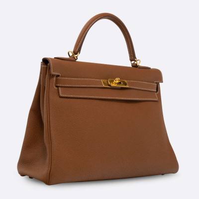HERMES KELLY RETOURNE 32 GOLD TOGO