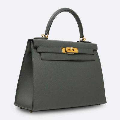 HERMES KELLY SELLIER 28 VERT AMANDE EPSOM