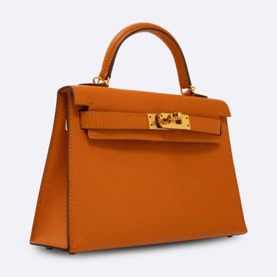 HERMES MINI KELLY 20 APRICOT CHEVRE