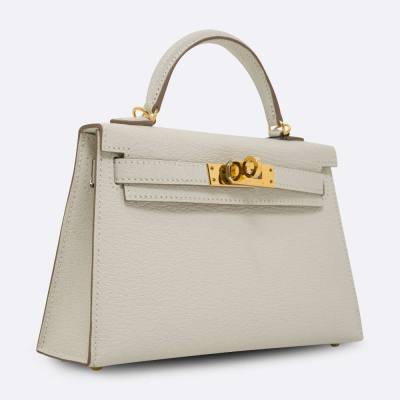 HERMES MINI KELLY 20 MUSHROOM CHEVRE