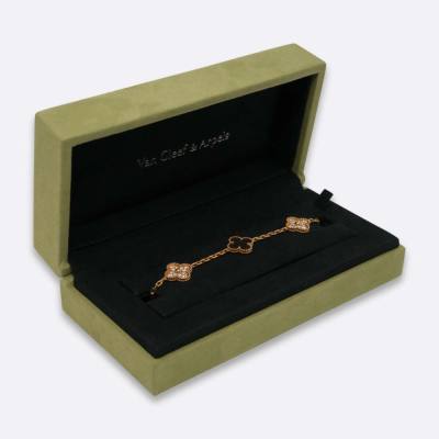 VAN CLEEF AND ARPELS VINTAGE ALHAMBRA BRACELET, 5 MOTIFS GRAY MOTHER OF PEARL