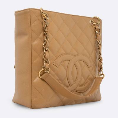 CHANEL PST PETITE SHOPPING TOTE 24 BEIGE CAVIAR