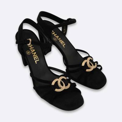 CHANEL SHOES 36.5 BLACK SUEDE
