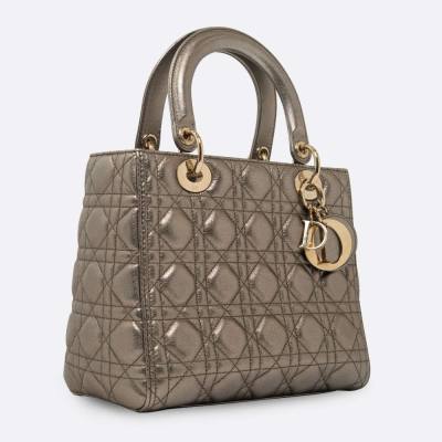 CHRISTIAN DIOR LADY DIOR MEDIUM BRONZE IRIDESCENT CALFSKIN