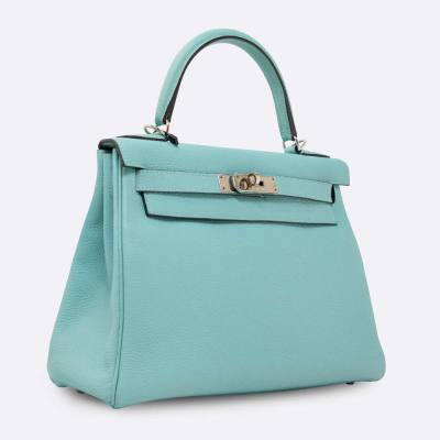 HERMES KELLY RETOURNE 28 BLEU ATOLL TOGO
