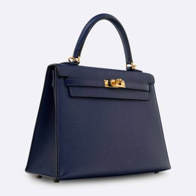 HERMES KELLY SELLIER 25 BLEU ENCRE EPSOM