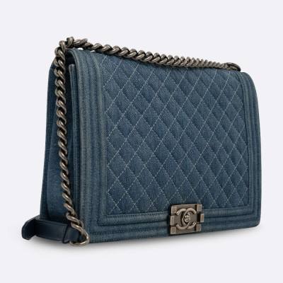 CHANEL BOY CHANEL LARGE BLUE DENIM