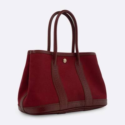 HERMES GARDEN PARTY MINI ROUGE CANVAS, NEGONDA