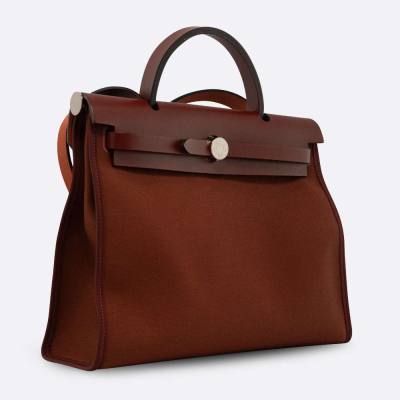 HERMES HERBAG 31 ROUGE H CANVAS, VACHE