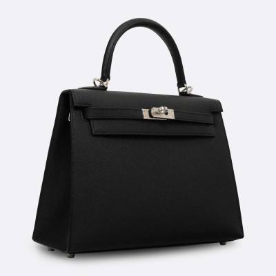 HERMES KELLY SELLIER 25 BLACK EPSOM