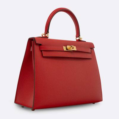 HERMES KELLY SELLIER 25 ROUGE RADIEUX EPSOM