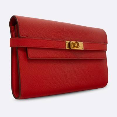 HERMES KELLY WALLET LONG ROUGE EPSOM