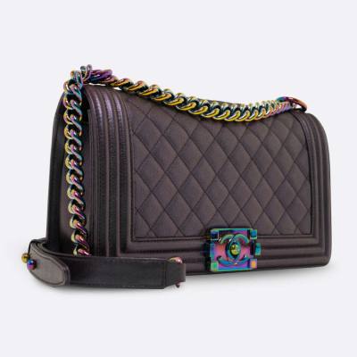 CHANEL BOY CHANEL MEDIUM MULTICOLOR IRIDESCENT CALFSKIN