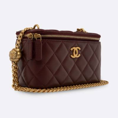 CHANEL VANITY SMALL BURGUNDY LAMBSKIN