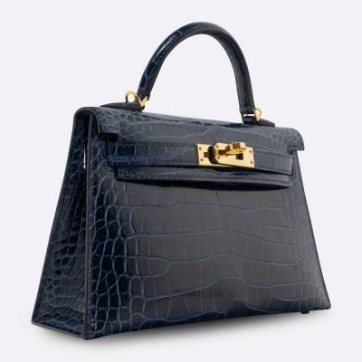 HERMES MINI KELLY 20 BLEU SAPPHIRE ALLIGATOR